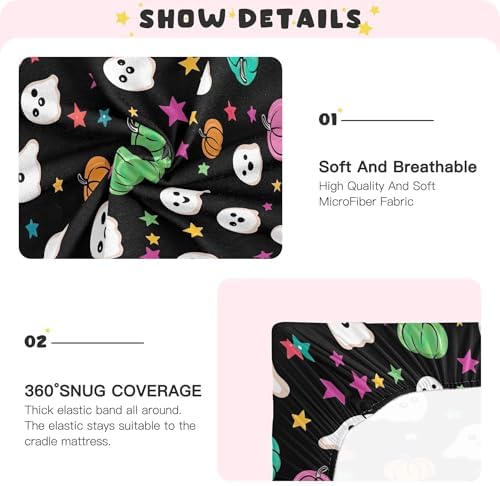 Qilmy Cute Ghost Pattern Fitted Crib Sheet for Baby