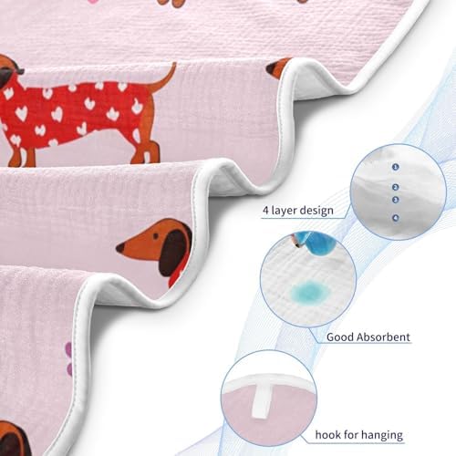 BOESI Doodle Dachshund Baby Bath Towel 35x35in