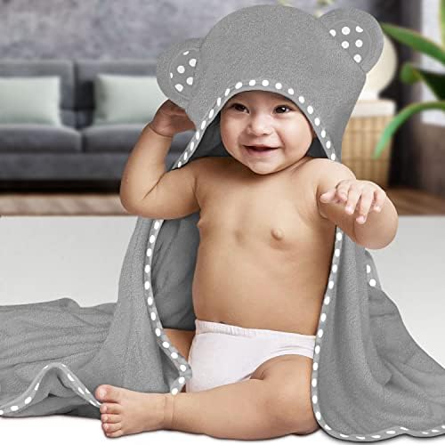 ELSVIN Set of 2 Hooded Baby Towels Pink and Grey