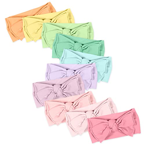 HonestBaby Girls Organic Cotton Knotted Headbands 10-Pack Rainbow