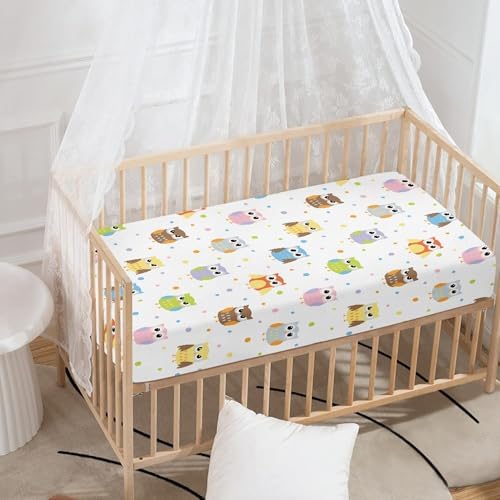 JEPFEIXIA Colorful Owls Crib Sheet 28x52