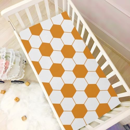 KICPOAY Orange White Soccer Ball Fitted Crib Sheets 1