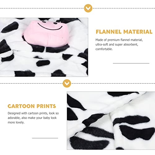 Toyvian Flannel Cartoon Print Baby Hooded Towel