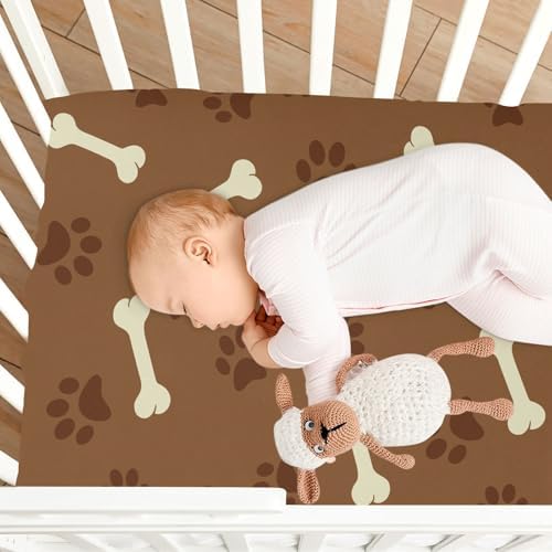 White Bones Footprint Brown Crib Sheets for Baby Toddlers