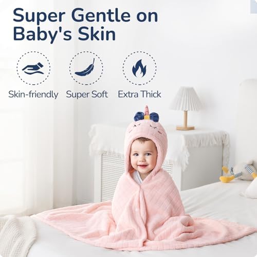 Hooded Towels for Kids Unicorn Design 49x31 Inch