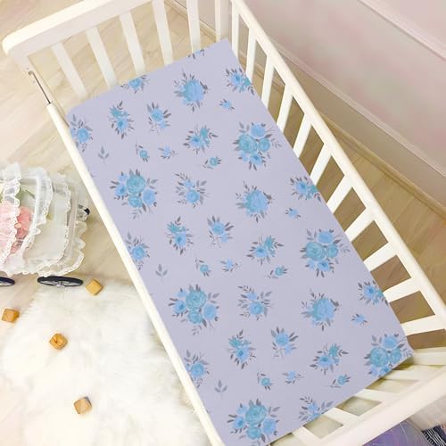 Spring Blue Flowers Crib Sheet for Baby Toddler