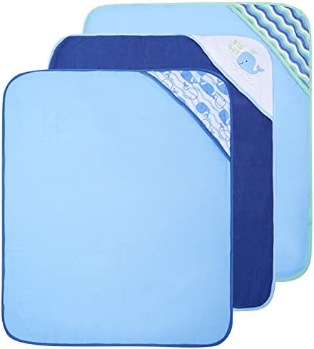 Buttons Stitches 3-Pack Blue Whale Hooded Baby Towels