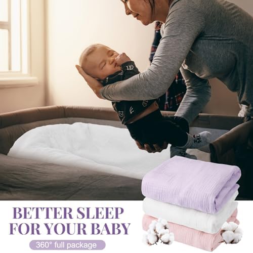 Newwiee 3 Pcs Muslin Crib Sheets Cotton Soft Fitted Baby Bedding