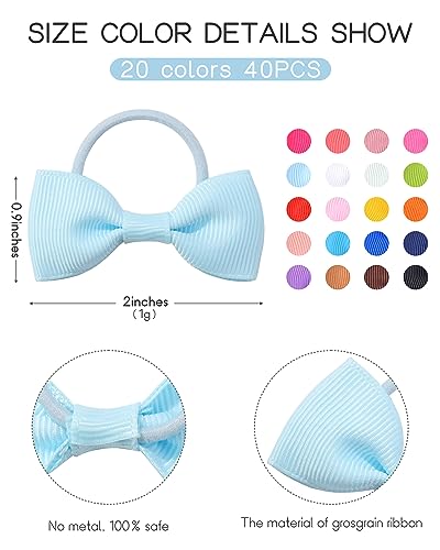Jollybows 40pcs 4 Inches Baby Girls Headbands with 40pcs 2 Inches Hair Bows