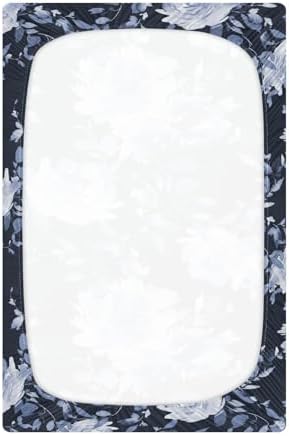 KICPOAY Indigo Floral Crib Sheets Stretchy Playard Sheets for Baby