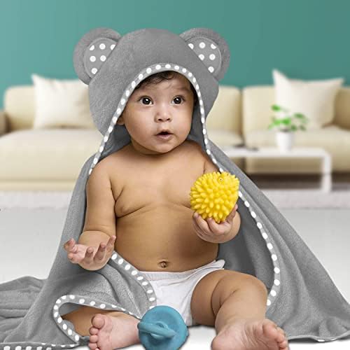 ELSVIN Set of 2 Hooded Baby Towels Pink and Grey