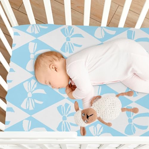 KICPOAY Checkered Blue Fitted Crib Sheets for Baby Toddler
