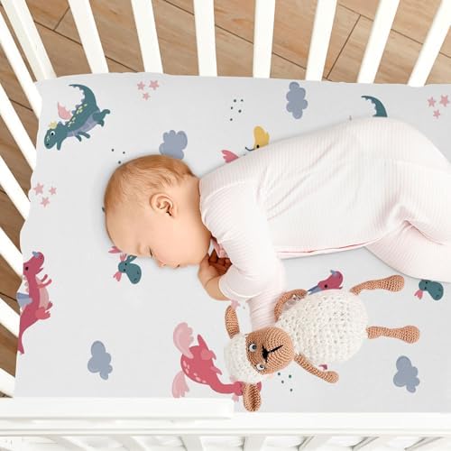 Flying Dragons Cartoon Crib Sheets Stretchy Playard Sheets for Baby