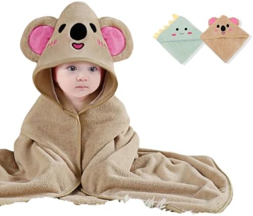 SEVDO 2Pcs Baby Hooded Towel Newborn Toddler Bath Towels