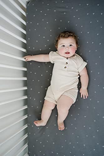 Ecolino Organic Cotton Fitted Crib Sheet with Slate Twinkle Dots