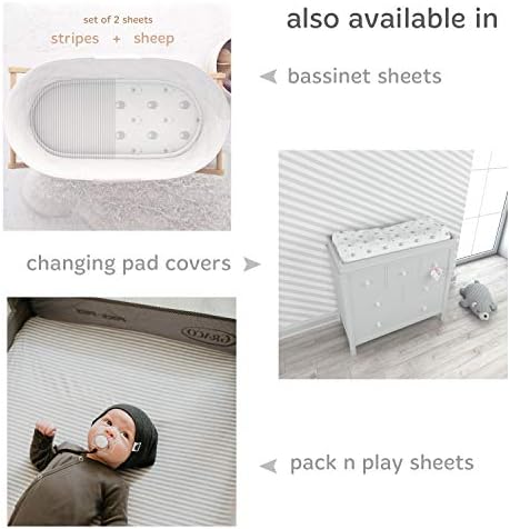Cuddly Cubs 2 Pack Grey Stripe Crib Sheets