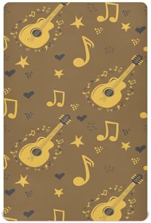 Brown Guitar Stars Notes Crib Sheet for Baby