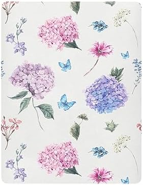 KICPOAY Hydrangea Butterfly Crib Sheets for Baby