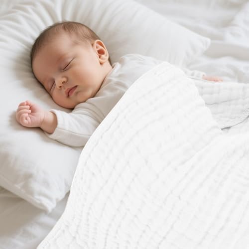 MIGIOL Muslin Hooded Baby Towel - 32x32 Inches Soft and Absorbent