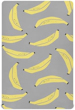 Tropical Banana Doodle Grey Crib Sheets for Baby Toddler