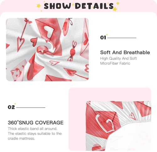 Moudou Valentines Love Heart Crib Sheet