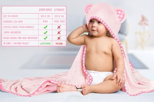 ELSVIN Set of 2 Hooded Baby Towels Pink and Grey