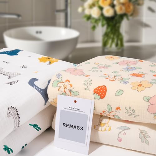 Remass Organic Cotton Hooded Towel for Baby Kids