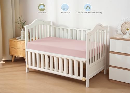 HBHLFZ Crib Sheet 28x52 Inch Microfiber Fitted Sheet with 8 Deep Pocket
