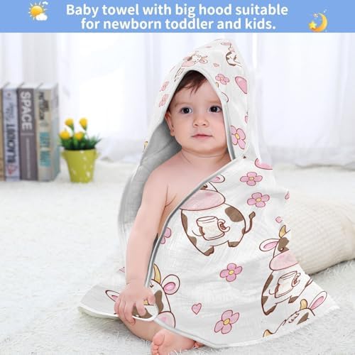 Bulletgxll Cartoon Cows Baby Hooded Towel