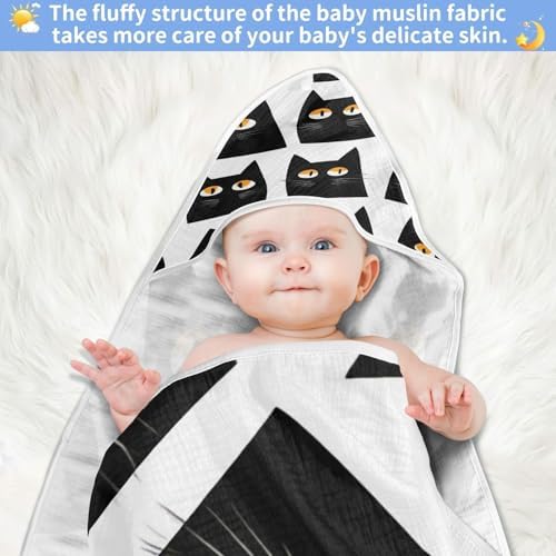 Doodle Cute Black Cat Baby Bath Towel 35x35 Inches
