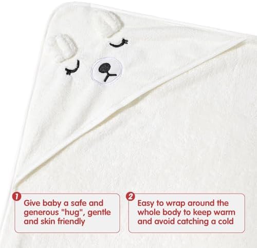 kmilro Baby Hooded Towel Set 4-Pack Soft Ultra Absorbent