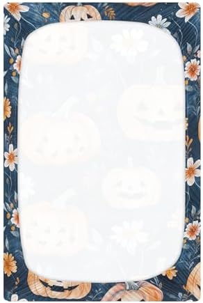 Qilmy Halloween Pumpkins Crib Sheet for Kids