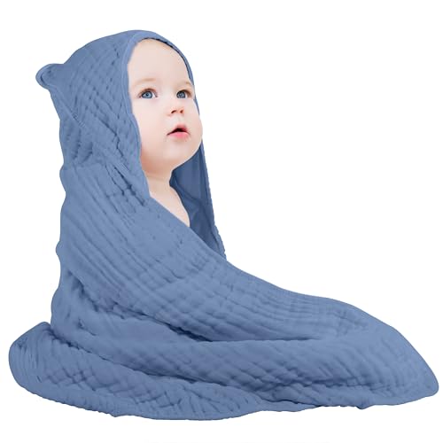 Yoofoss Hooded Baby Towel Dark Blue 32x32 Inch