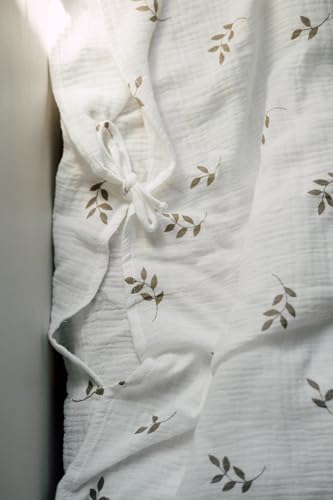 TISU Baby Crib Duvet Cover Cream Leaves Muslin
