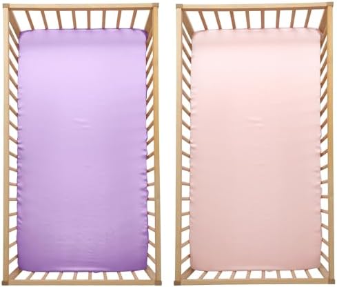 Satin Crib Sheets for Baby Girls 2 Pcs Set - Pink Lavender