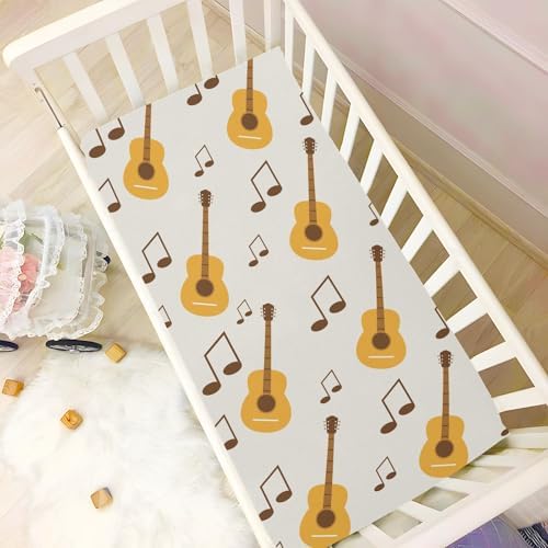 KICPOAY Classical Guitar Note Crib Sheets Stretchy Playard Sheets for Baby