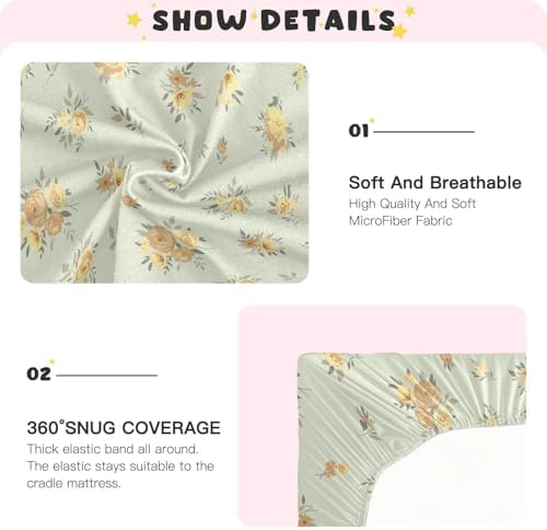 KICPOAY Spring Yellow Flowers Fitted Crib Sheets for Baby Toddler