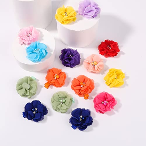 30pcs Baby Girls Flower Hair Clips Chiffon Barrettes
