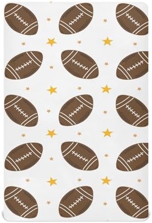 KICPOAY Stylized Footballs Crib Sheets Stretchy Portable Playard Sheets for Baby
