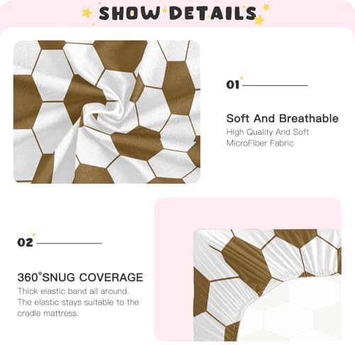 Brown White Soccer Ball Crib Sheets for Baby Toddler