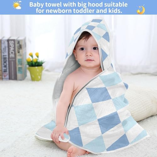 Caikeny Baby Hooded Towel 30x30 Inch Checkered Design