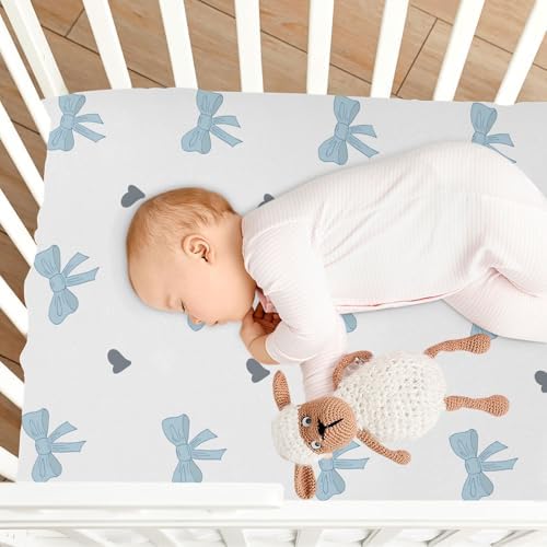 KICPOAY Blue Ribbon Black Heart Crib Sheets