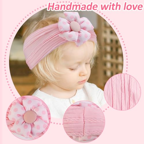 Fmeida Baby Girls Nylon Headbands with Flower Bows