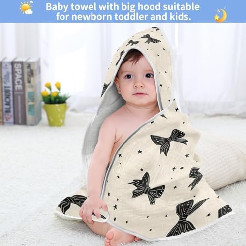 BOESI Graffiti Black Bow Baby Bath Towel 35x35 inches