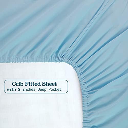 BLOOMSTAR Baby Crib Fitted Sheet - 28x52 Solid Blue Poplin Cotton
