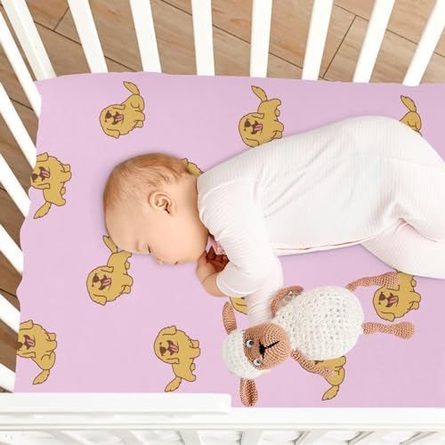 KICPOAY Fitted Crib Sheets with Cute Golden Retriever Pattern