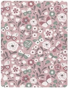 White Flowers Butterflies Pink Fitted Crib Sheets for Baby Toddler