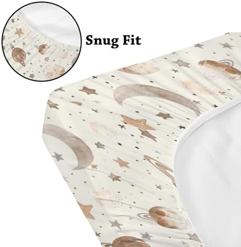 Space Moon Stars Planet Pattern Crib Sheet for Boys Girls