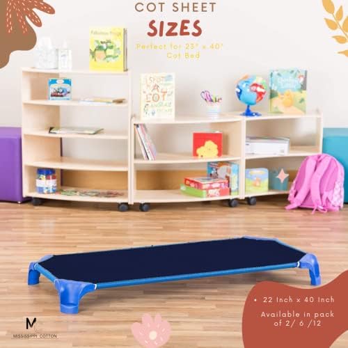 Mississippi Cotton Pack of 6 Cot Sheets - Navy Blue 22x52