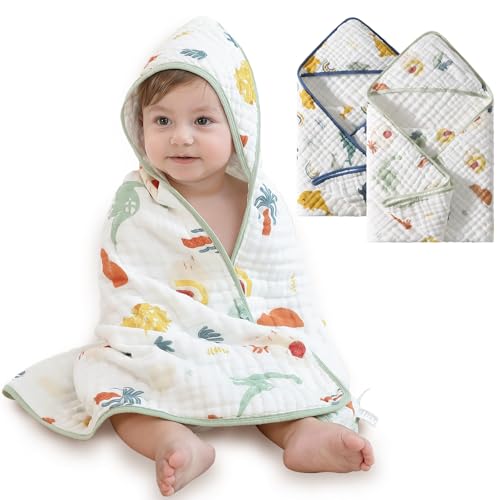 USBettas Muslin Baby Hooded Towel 2 Pack